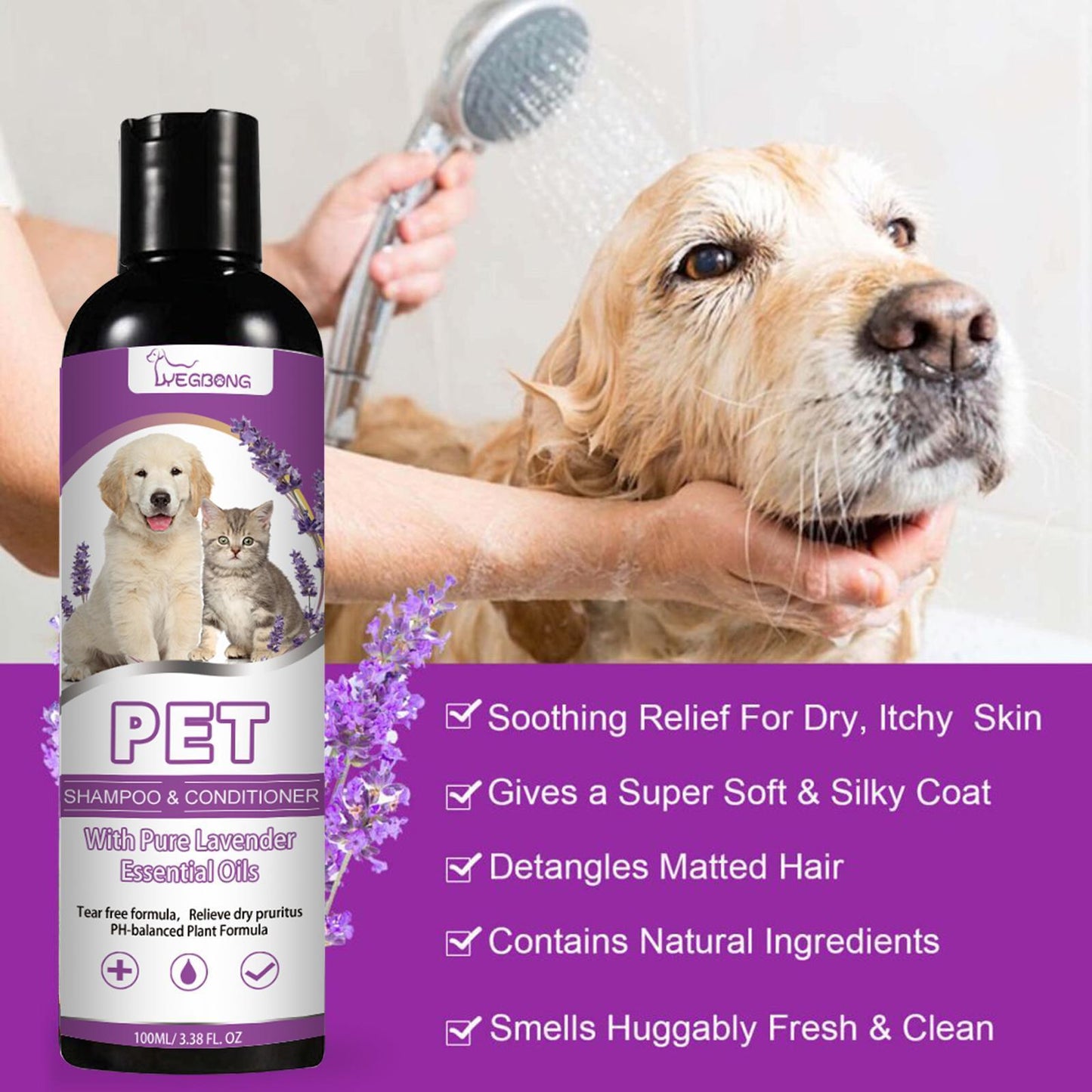 Yegebang Pet Shampoo And Shower Gel Relieves Itchy Skin And Leaves Hair Smooth And Untangled